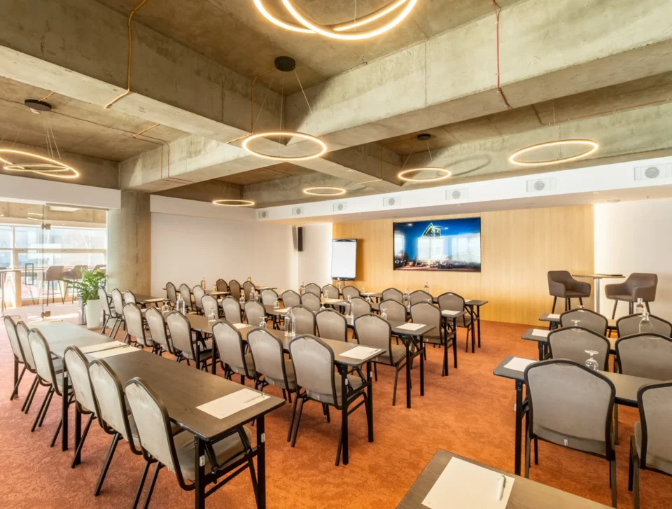 Infinity conference room in theatre layout.
