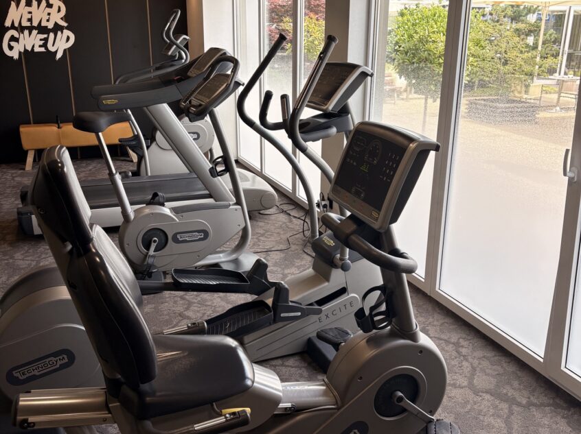 Cardio equipment in the Never Give Up fitness centre.